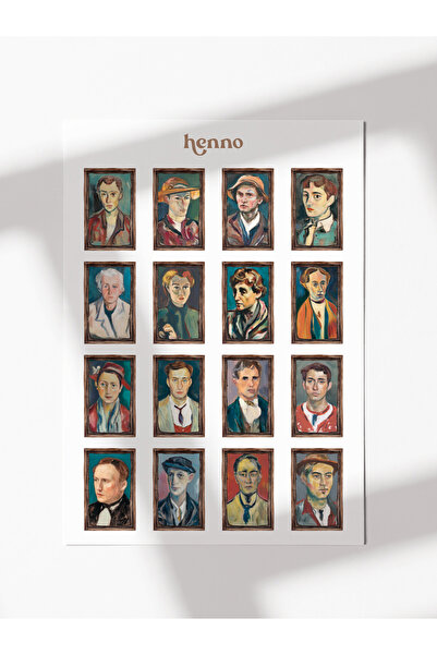 Henno Vintage Portreler Temalı Sticker Seti (1 adet A6) | Ajanda, Defter, Pla...