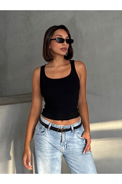 The Base Жіночий чорний трикотажний топ без рукавів