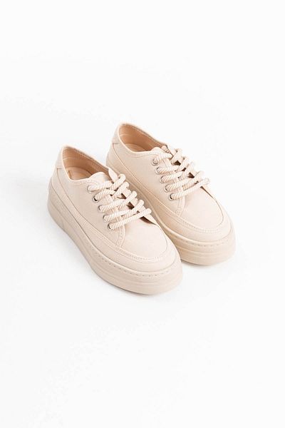 ripuvainen Kivaro Women's Thick Soled Linen Sports Shoes Snekaer - Beige