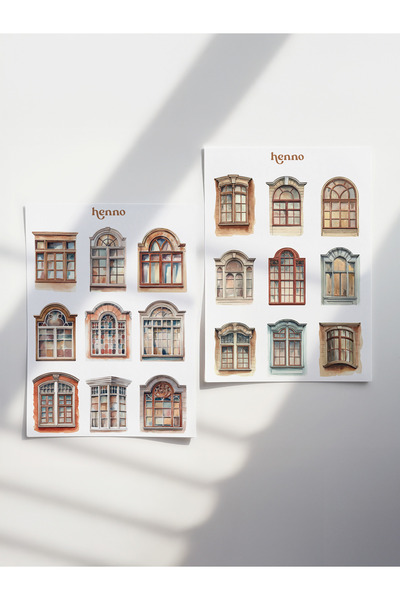 Henno Vintage Rustik Pencere Temalı Sticker Seti (A6 10,5x14,8 cm) | Ajanda, ...