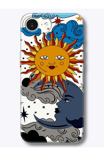 frondcase حافظة هاتف شفافة لهاتف iPhone 16e Sun and Moon