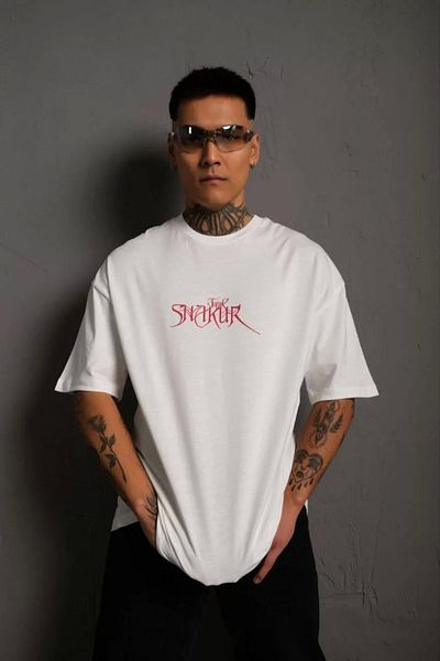 SuQ Men's Back Printed Oversize T-Shirt - White