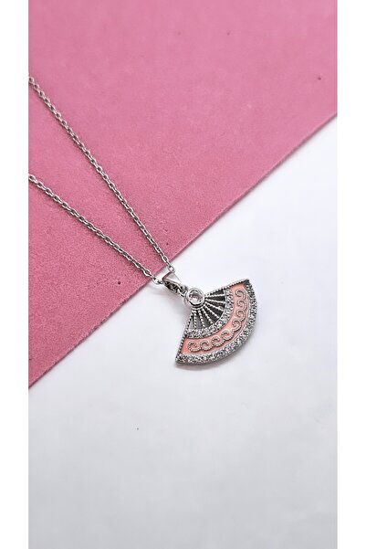 Serenity قلادة من الفولاذ على شكل مروحة من حجر الزركون