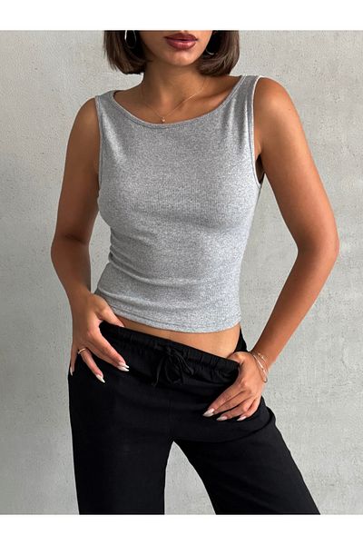 The Base Γυναικείο γκρι ριχταράκι με λαιμόκοψη BOATNECK TOP