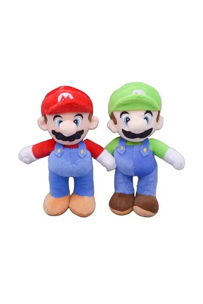 OEM Set 2 figurine de pluș, Mario și Luigi, multicolore, 25 cm + set de pastă de modelat, 12 pungi, multicolore