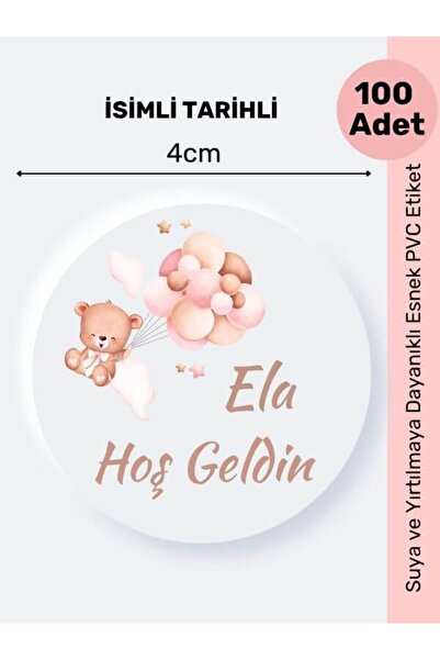 alışveriş kurdu İsimli Bebek Etiketi Sticker- Mevlüt Doğum Günü Etiketi 4x4 c...