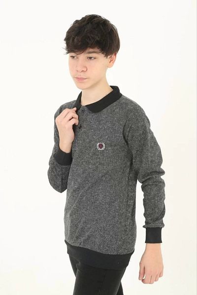 SuQ Children's Thessaloniki Collar Embroidered Sweater - Gray