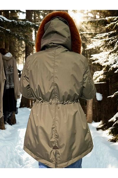 SuQ Women's Waterproof Hooded Coat - Khaki