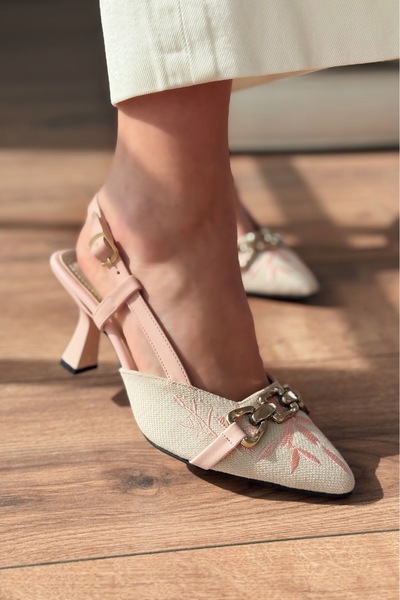 I Love Shoes Γυναικεία παπούτσια Velosia Pudra Linen Daily με τακούνι