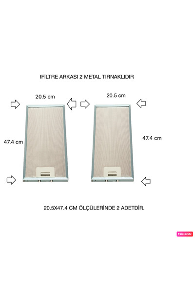 EHLA Filtre EHLA FİLTRE GENEL KULLANIMA UYGUN 20,5X47,4CM. ASPİRATÖR ,DAVLUMBAZ FİLTRE SETİ 2 ADET