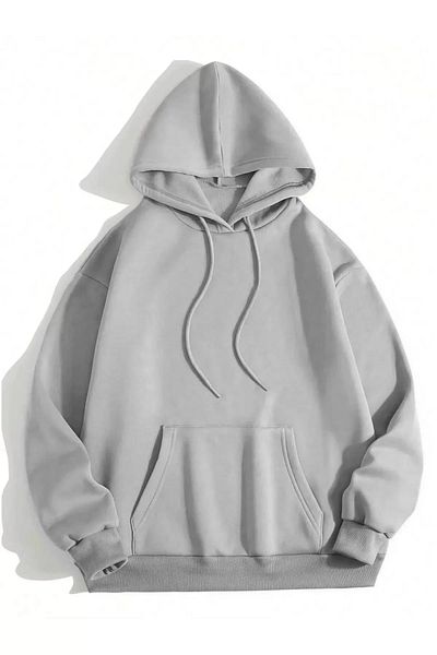 SuQ    Men's Plain Hooded Sweat - Dyed Gray