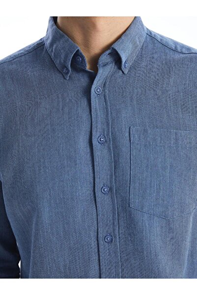 LC Waikiki Ανδρικό πουκάμισο LCWAIKIKI Classic Regular Fit με μακρυμάνικο λινό μείγμα (W5)