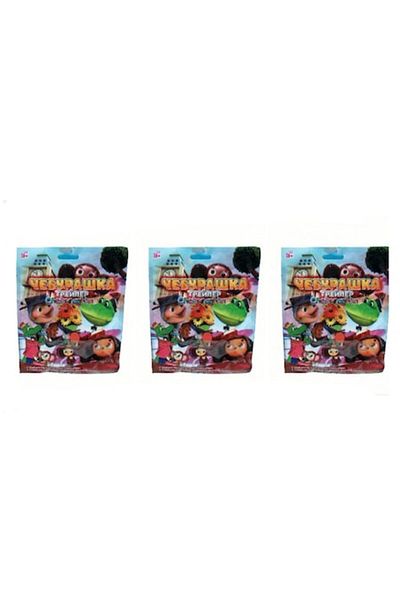 OEM Set 3 Figurine Surprise Cheburashka, surprise cards, multicolor, 7 cm