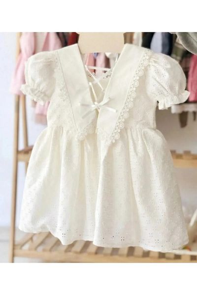 Bilge Trend Girl's White Fisto Dress, Birthday, Wedding, Holiday, Party Dress