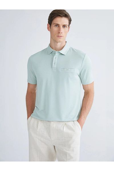 LC Waikiki Lcwaikiki Classic Green Polo Collar Mercerized Look Men's T-Shirt
