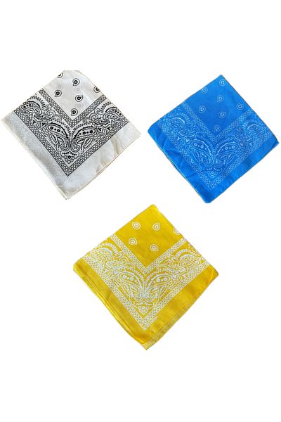 Rupen Kraft مجموعة باندانا كلاسيكية للجنسين مصنوعة من القطن بنسبة 100% مكونة من 3 قطع باندانا ملونة بنمط عرقي باندانا عالية الجودة