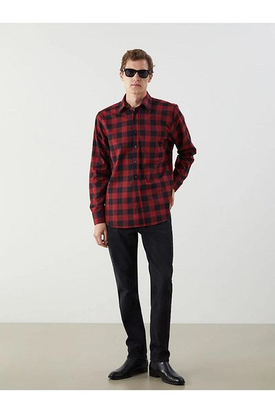 LC Waikiki Ανδρικό πουκάμισο LCWAIKIKI Classic Regular Fit μακρυμάνικο καρό Gabardine (W5)