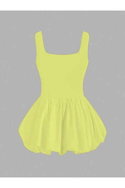 Gökçe Kaplan Store Women's Summer Strap Balloon Skirt Mini Dress