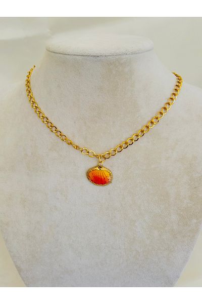OITA Red Shell Chain Necklace