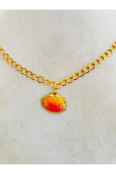 OITA Red Shell Chain Necklace
