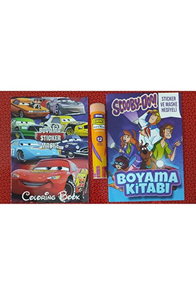 ada çanta kırtasiye 2 adet stickerli boyama kitabı ve 12 li tüp kuru boya kal...