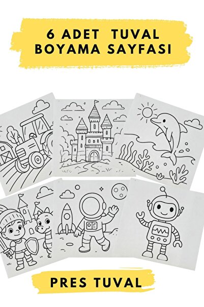 eventopia ERKEK ÇOCUK 6 ADET TUVAL BOYAMA