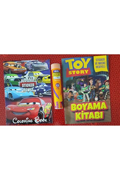 ada çanta kırtasiye 2 adet stickerli boyama kitabı ve 12 li tüp kuru boya kal...