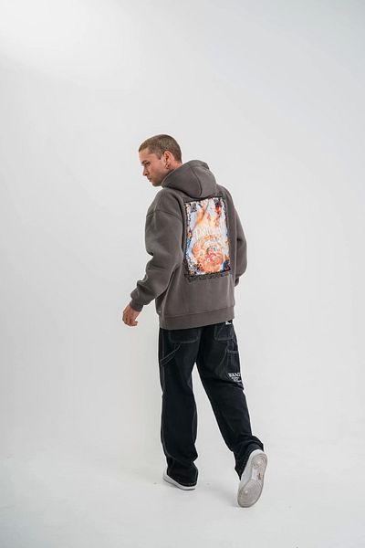 SuQ Three Thread Hooded Digital Patch Sweatshirt - Smoked