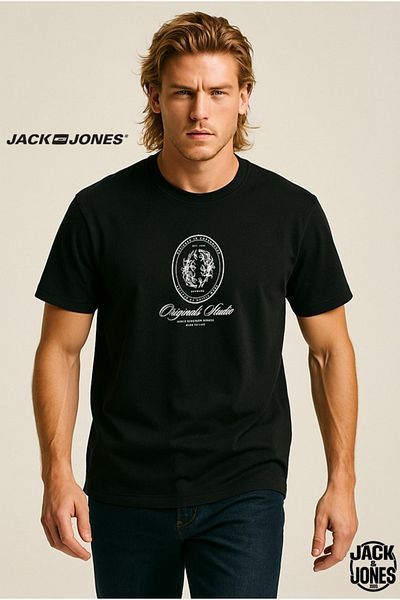 Jack & Jones Tricou cu logo J&J pentru bărbați, negru