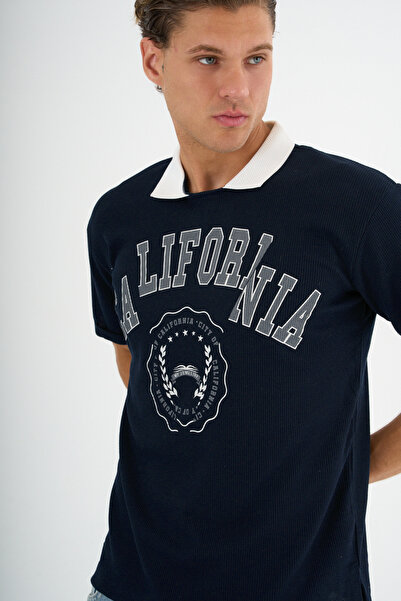 Redline Typo Чоловічий футболка Slim Fit Синій