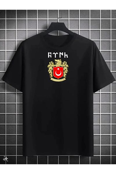 SuQ Unisex Crew Neck Printed Oversize T-Shirt - Black