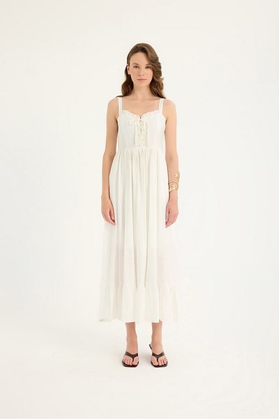 SEVİLEN Ruffle Detailed Strap Maxi Dress