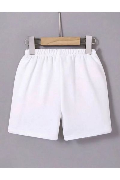 SuQ Women's Elastic Waist Mini Straight Shorts - White