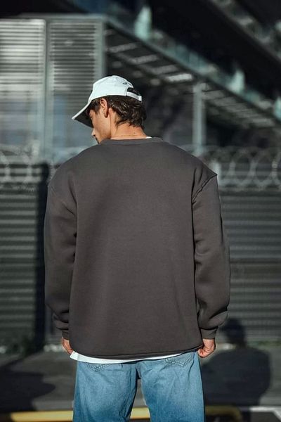 SuQ Winter Crew Neck Three Thread Basic Sweatshirt - Anthracite