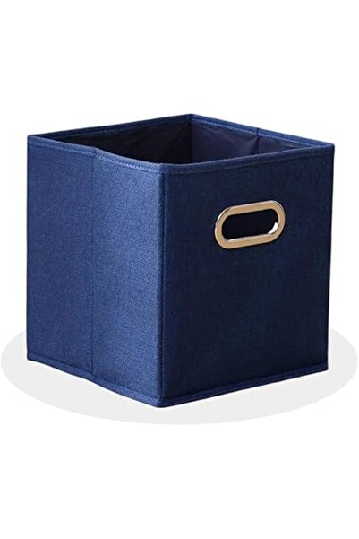 The Bros صندوق تخزين ملابس قابل للطي - منظم أزرق سعة 40 لترًا بمقابض فولاذية للخزانة والأرفف وخزانة الملابس