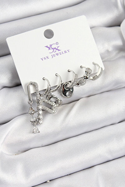 Nacario Mey Import ®   Brass Zircon Stone Rectangular Model Silver Color 3-Pi...