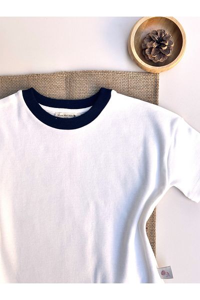 Mama Miel Baby Tricou de bază oversize cu detaliu guler camisole albastru bleumarin - 100% bumbac