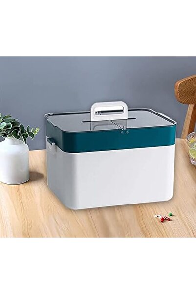 The Bros صندوق تخزين الأدوية متعدد الطبقات، منظم الإسعافات الأولية بمقبض للمن...