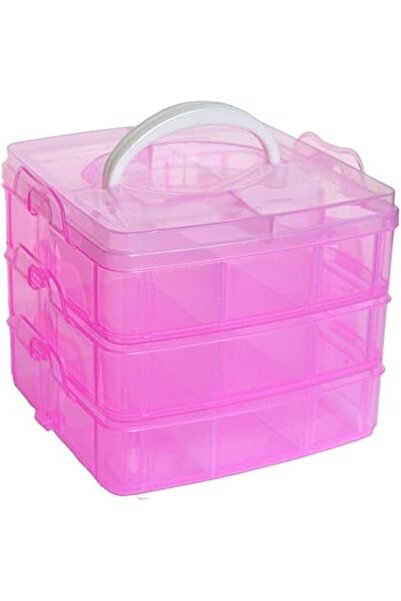 The Bros صندوق تخزين قابل للتكديس بثلاث طبقات مع 30 حجرة للحرف اليدوية والألع...