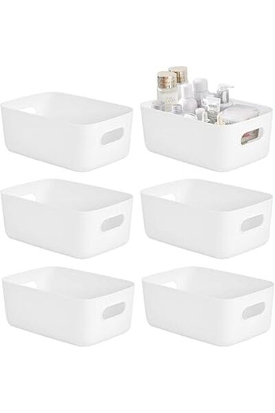 The Bros مجموعة من 6 سلال تخزين بلاستيكية - منظمات مخزن المطبخ للأغراض الصغير...