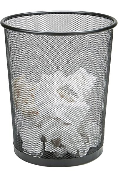 The Bros سلة مهملات دائرية معدنية شبكية - 4.4 جالون، 11.5 بوصة × 13.75 بوصة، لون أسود، سلة مهملات مكتبية