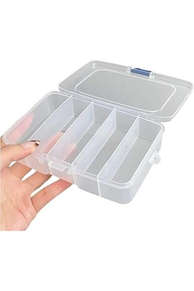 The Bros صندوق منظم للمجوهرات، علبة بلاستيكية شفافة خفيفة الوزن مع 5 أقسام لل...