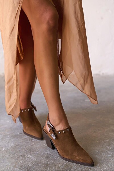 PELİN'İN AYAKKABILARI PAYNE KAHVE SÜET KOVBOY sandalet