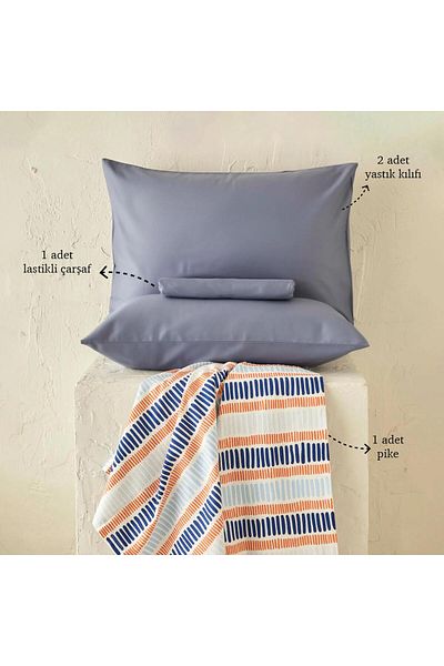 Bella Maison Комплект завивки Cooper Double Duvet от 4 части, 100% памук, син (200x220 см)