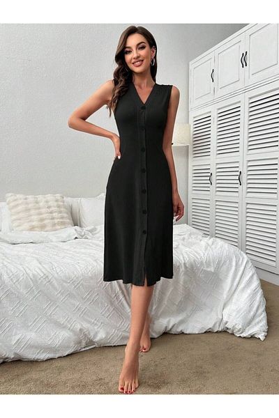 Simala Women's V-Neck Front Buttoned Camisole Dress