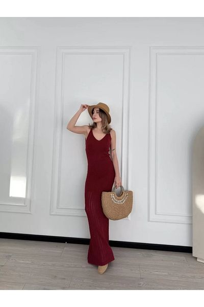 SuQ Braided Long Knitwear Dress - Burgundy