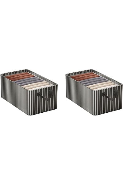 The Bros طقم صندوق تخزين منظم مكون من قطعتين بإطار فولاذي، قماش أكسفورد، مقاب...