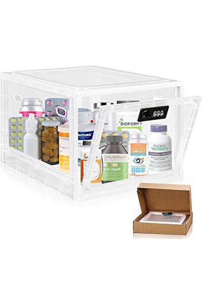 The Bros صندوق تخزين أدوية قابل للقفل - خزنة شخصية برمز سري للاستخدام في الثلاجة أو المنزل