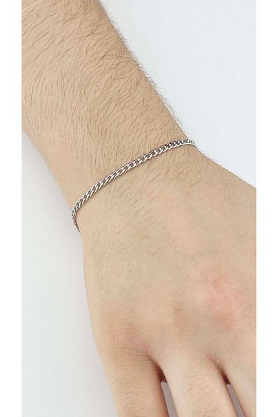 Neon Takı by Atalay Sensitivity Tag and Men's Chain Bracelet 497, Silver Color