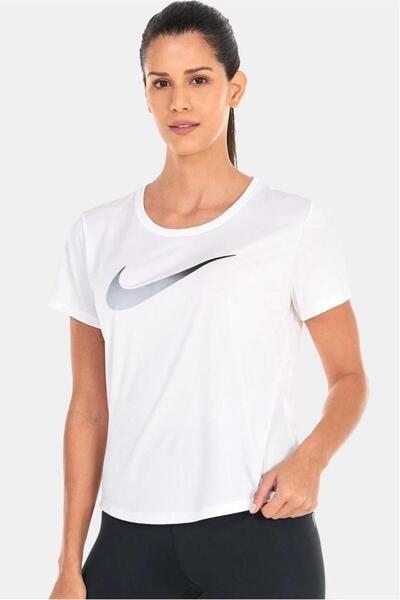 Nike Dri-Fit One Swoosh Graphic Running Standard Fit White Women's T-Shirt